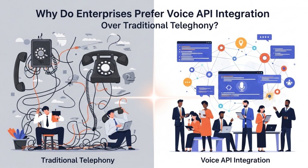 Why Do Enterprises Prefer Voice API Integration Over Traditional Telephony?